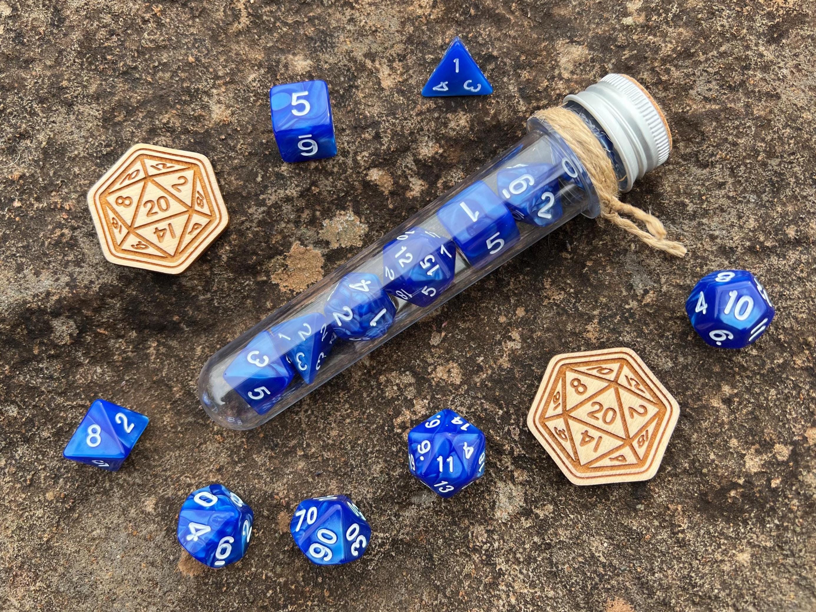 DnD 7 Polyhedral Dice Set in Potion Flask "Spellbook" Collection