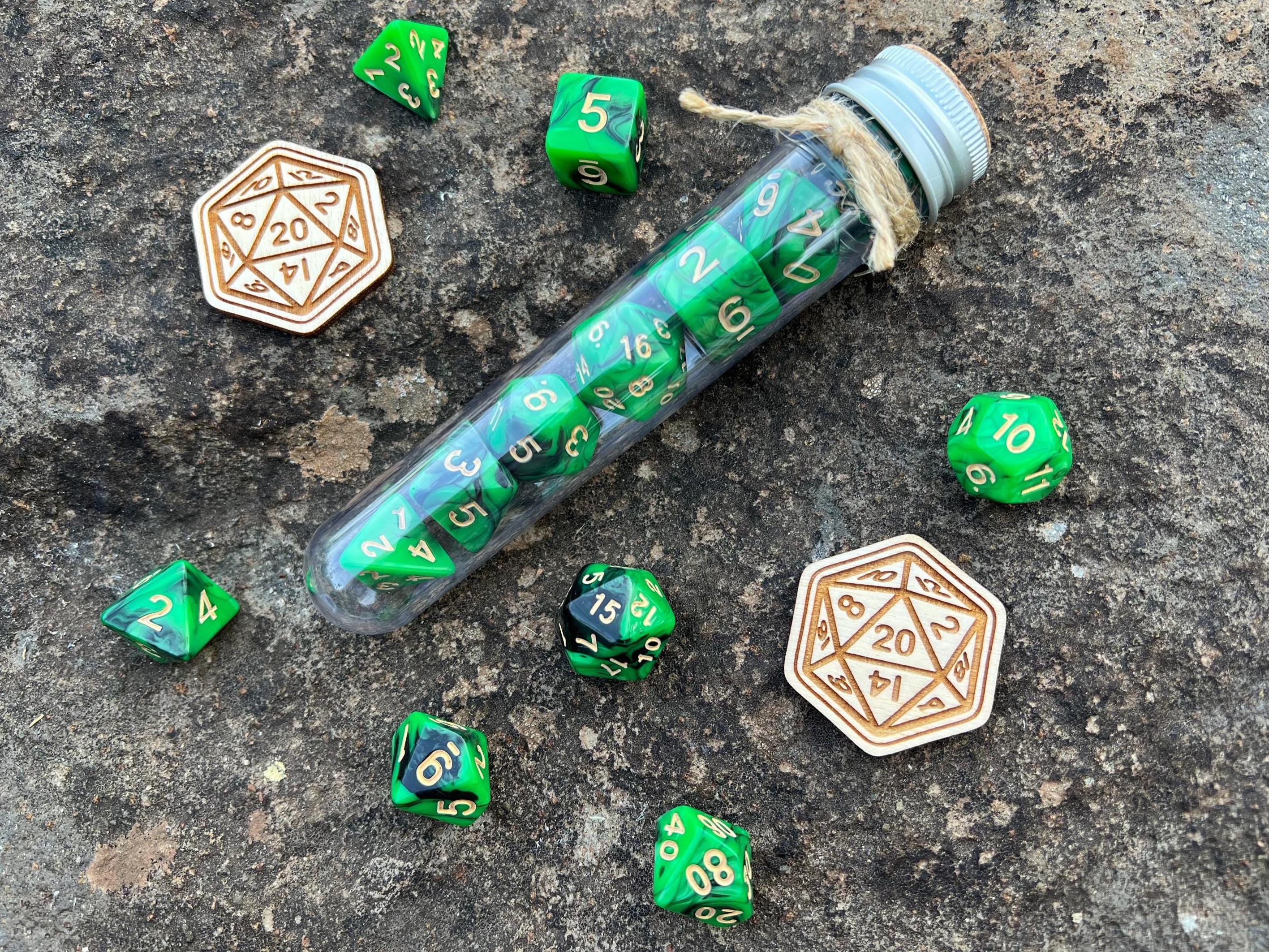 DnD 7 Polyhedral Dice Set in Potion Flask "Wizard School" Collection