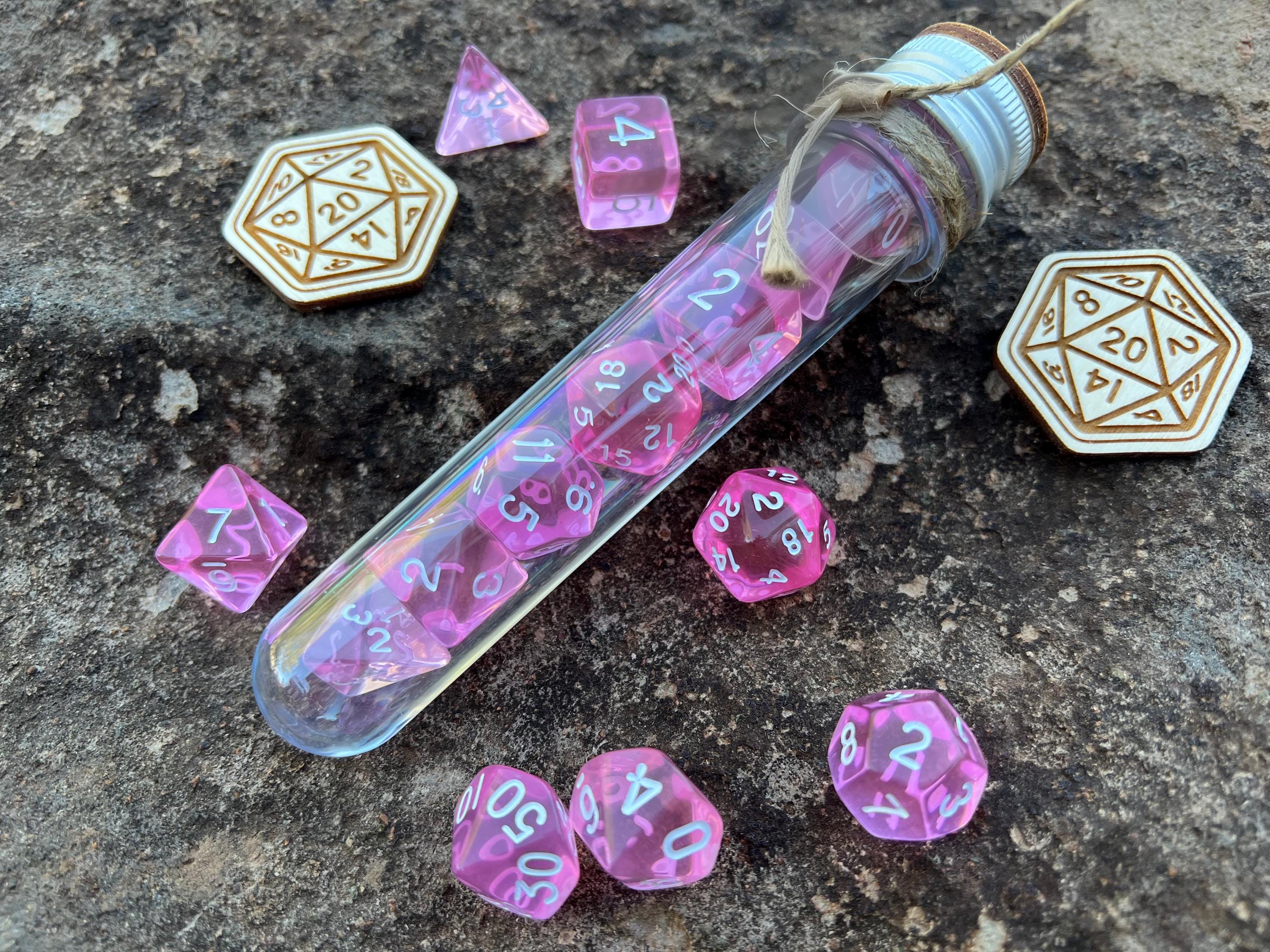 DnD 7 Polyhedral Dice Set in Potion Flask "Steven's Gems" Collection