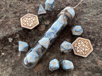 Gray White Gold "Storm" DnD 7 Polyhedral Dice Set in Potion Flask