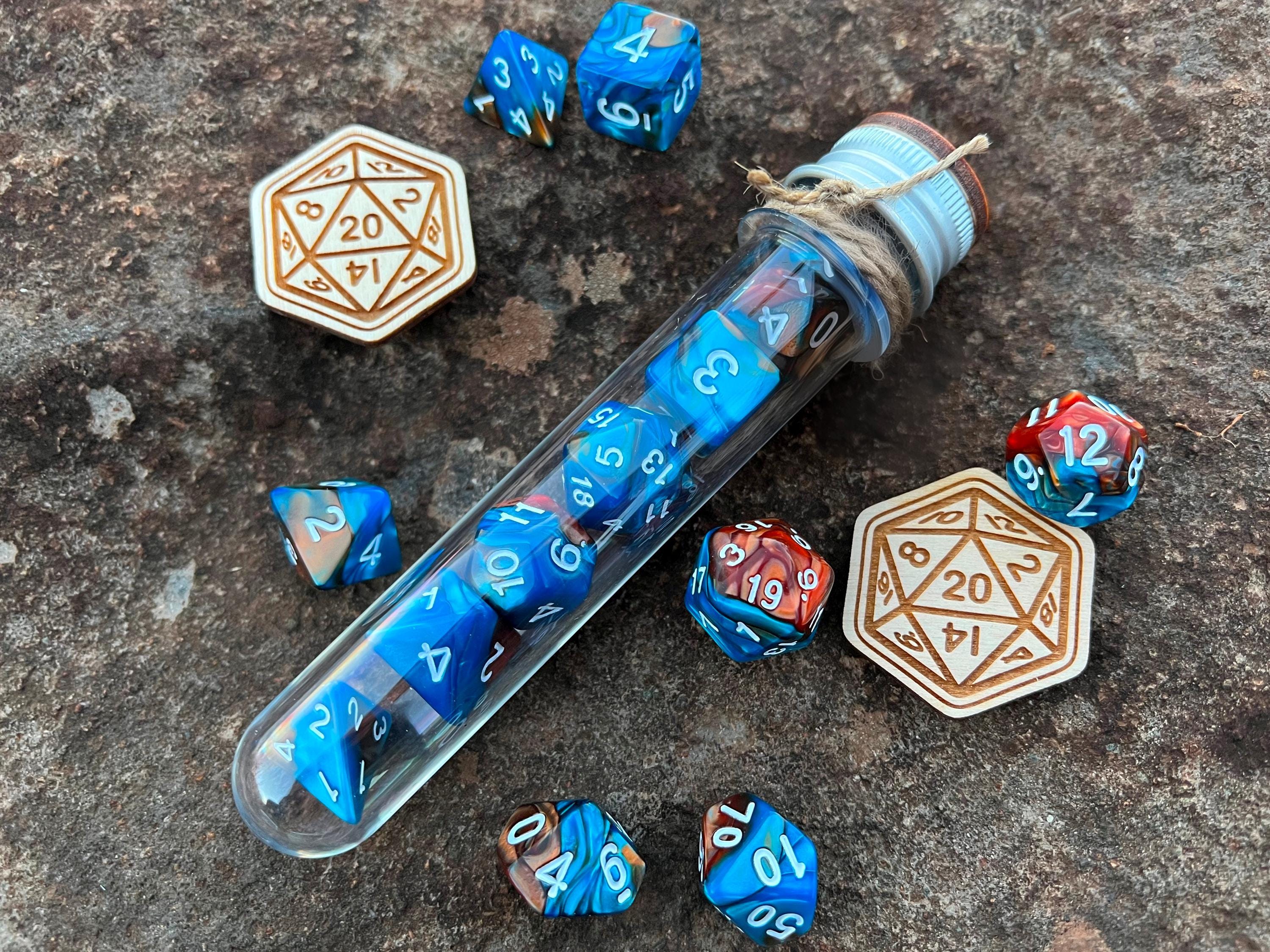 DnD 7 Polyhedral Dice Set in Potion Flask "Powers of Earth" Collection