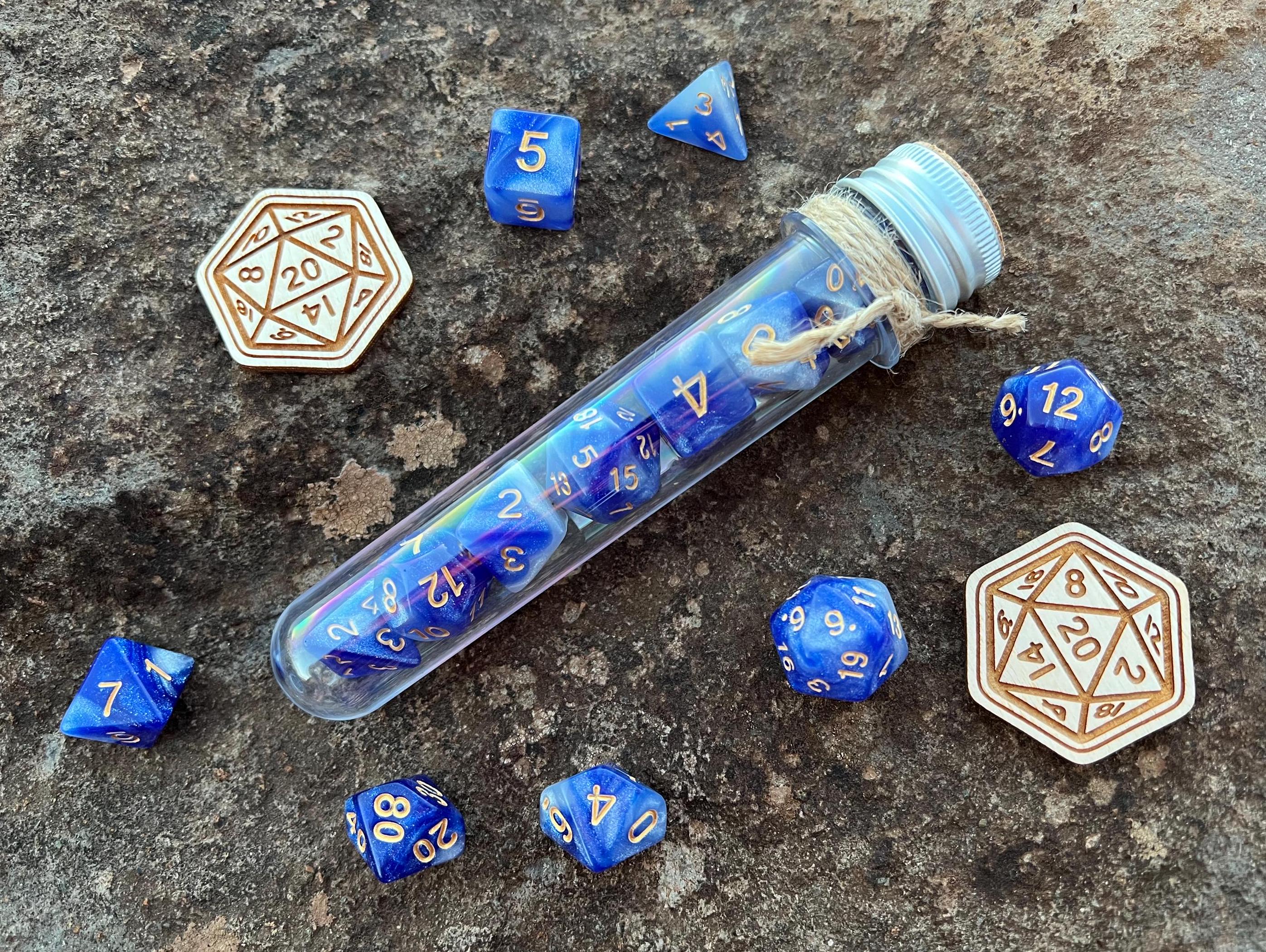 DnD 7 Polyhedral Dice Set in Potion Flask "Wish Granters" Collection
