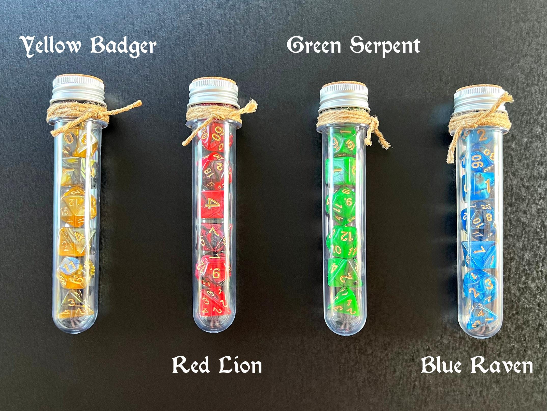 DnD 7 Polyhedral Dice Set in Potion Flask "Wizard School" Collection