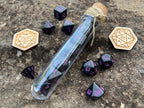 Black Purple "Diablo" DnD 7 Polyhedral Dice Set in Potion Flask