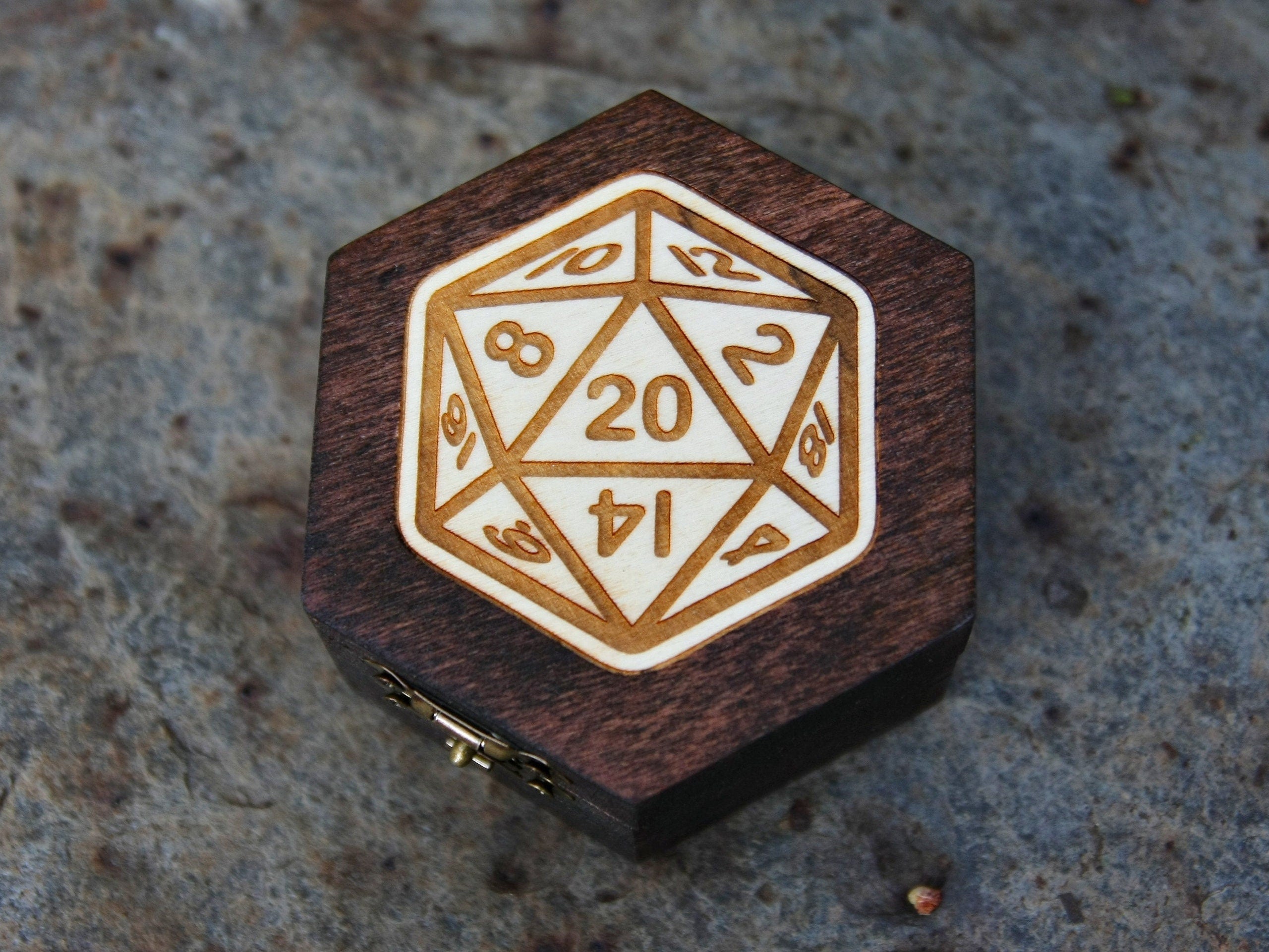 D20 Dice Hexagon Wooden Box