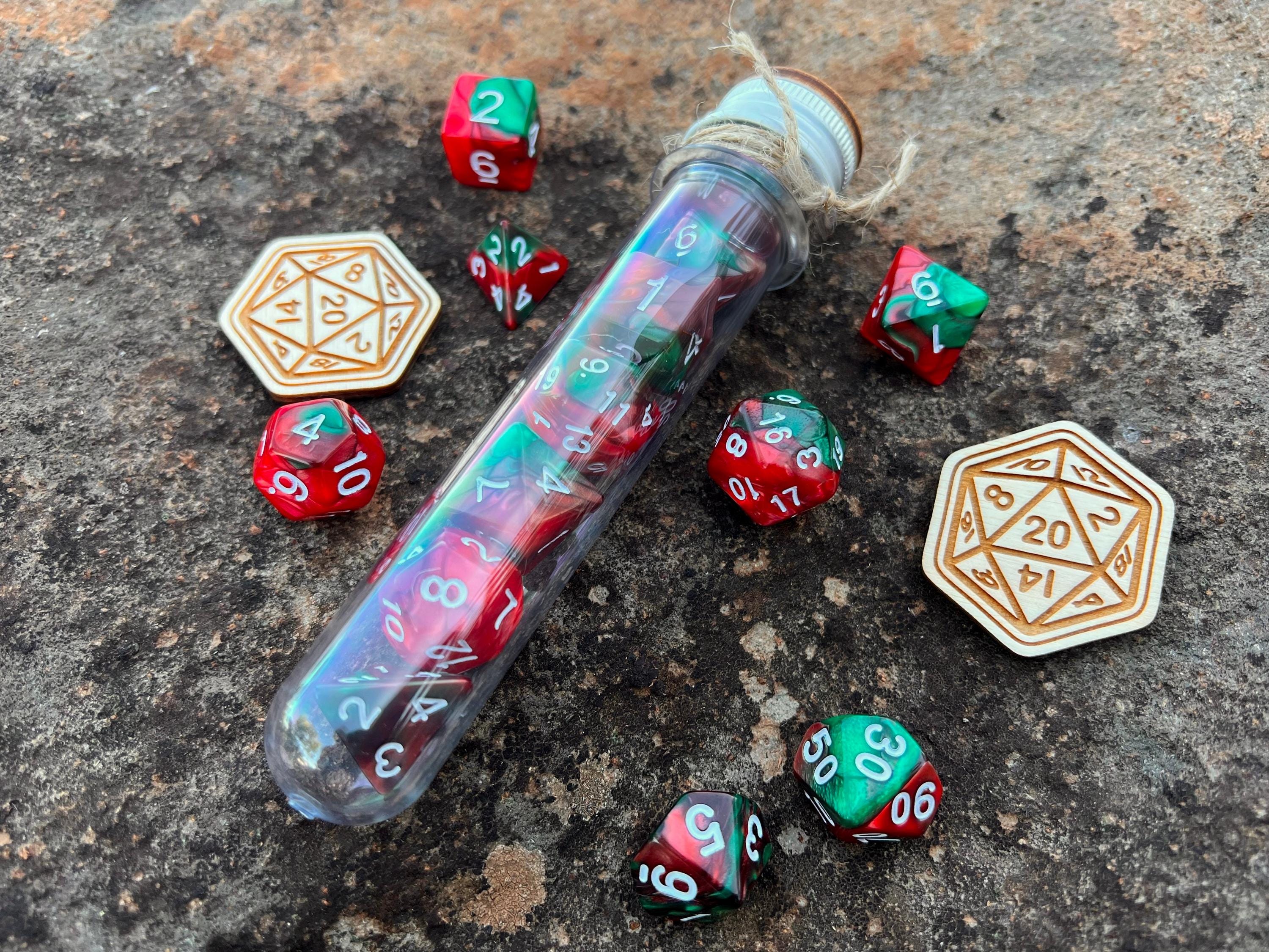 DnD 7 Dice Set in Potion Flask Dragon Collection