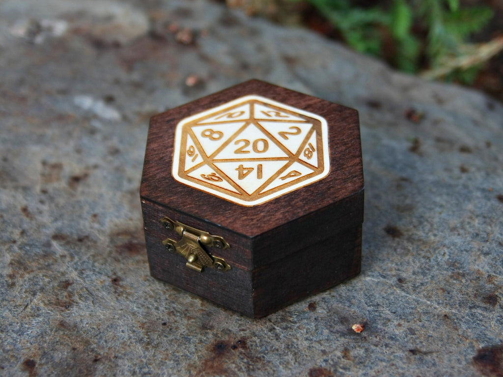 D20 Dice Hexagon Wooden Box