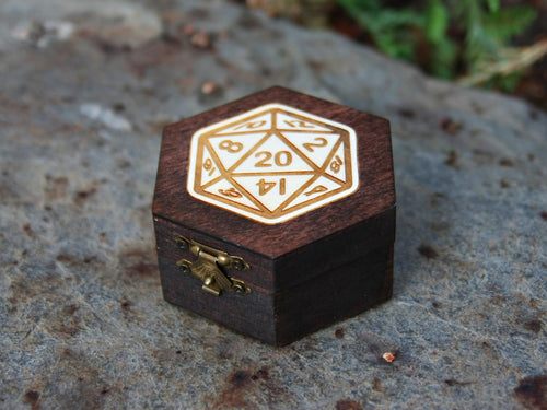 D20 Dice Hexagon Wooden Box
