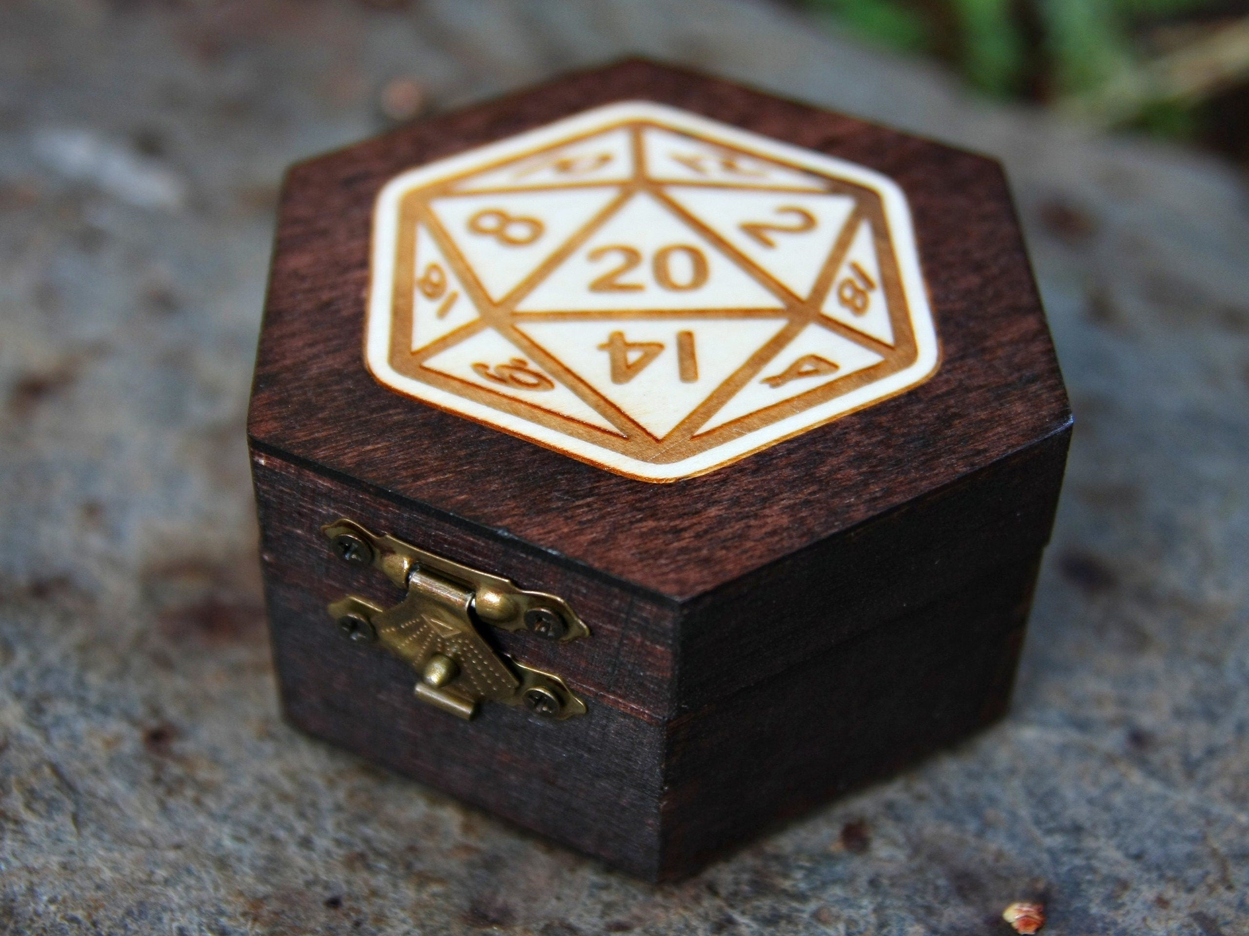 D20 Dice Hexagon Wooden Box