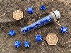 Blue White "Tsunami" DnD 7 Polyhedral Dice Set in Potion Flask