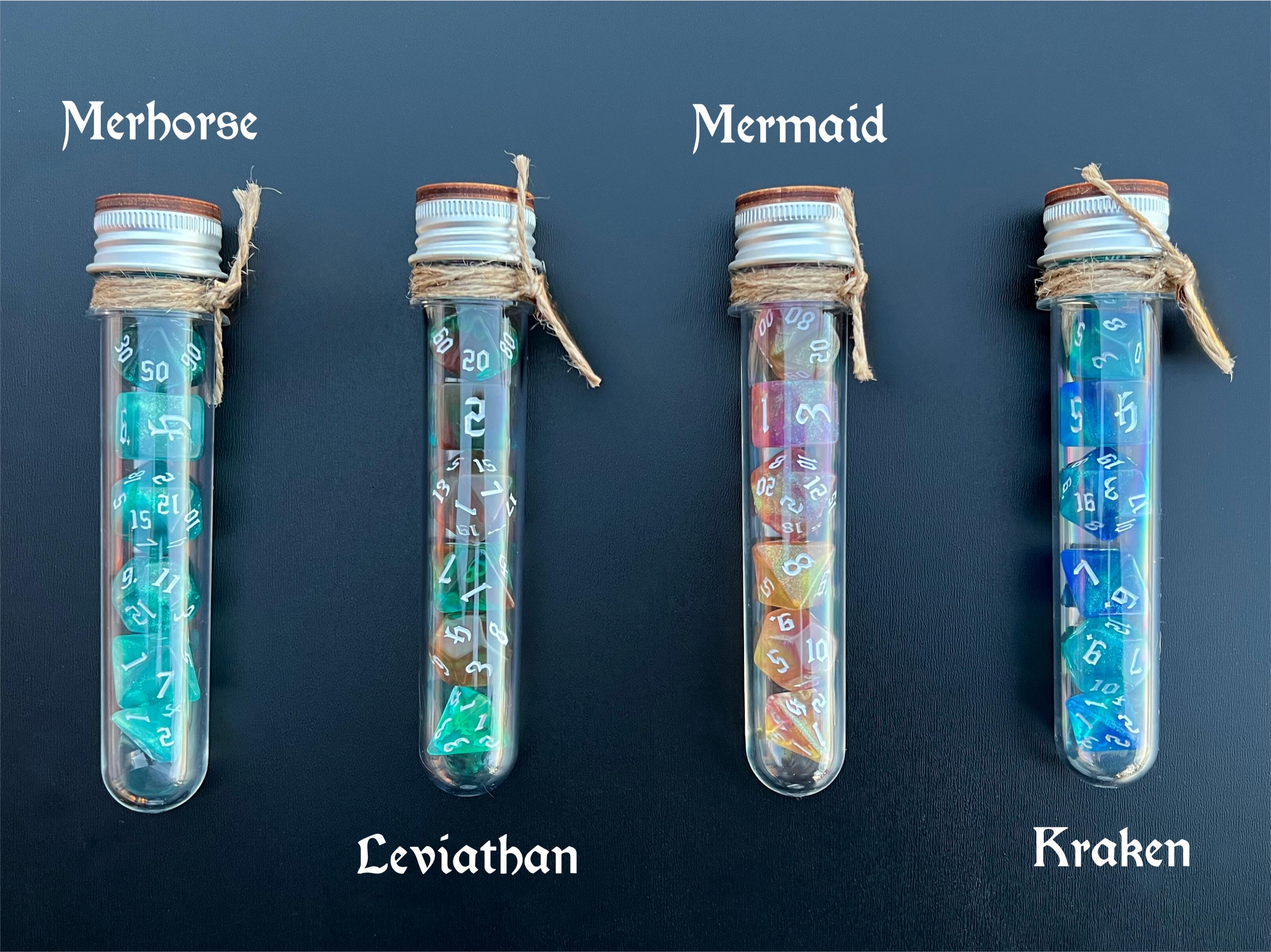 DnD 7 Polyhedral Dice Set in Potion Flask "Mysterious Sea" Collection