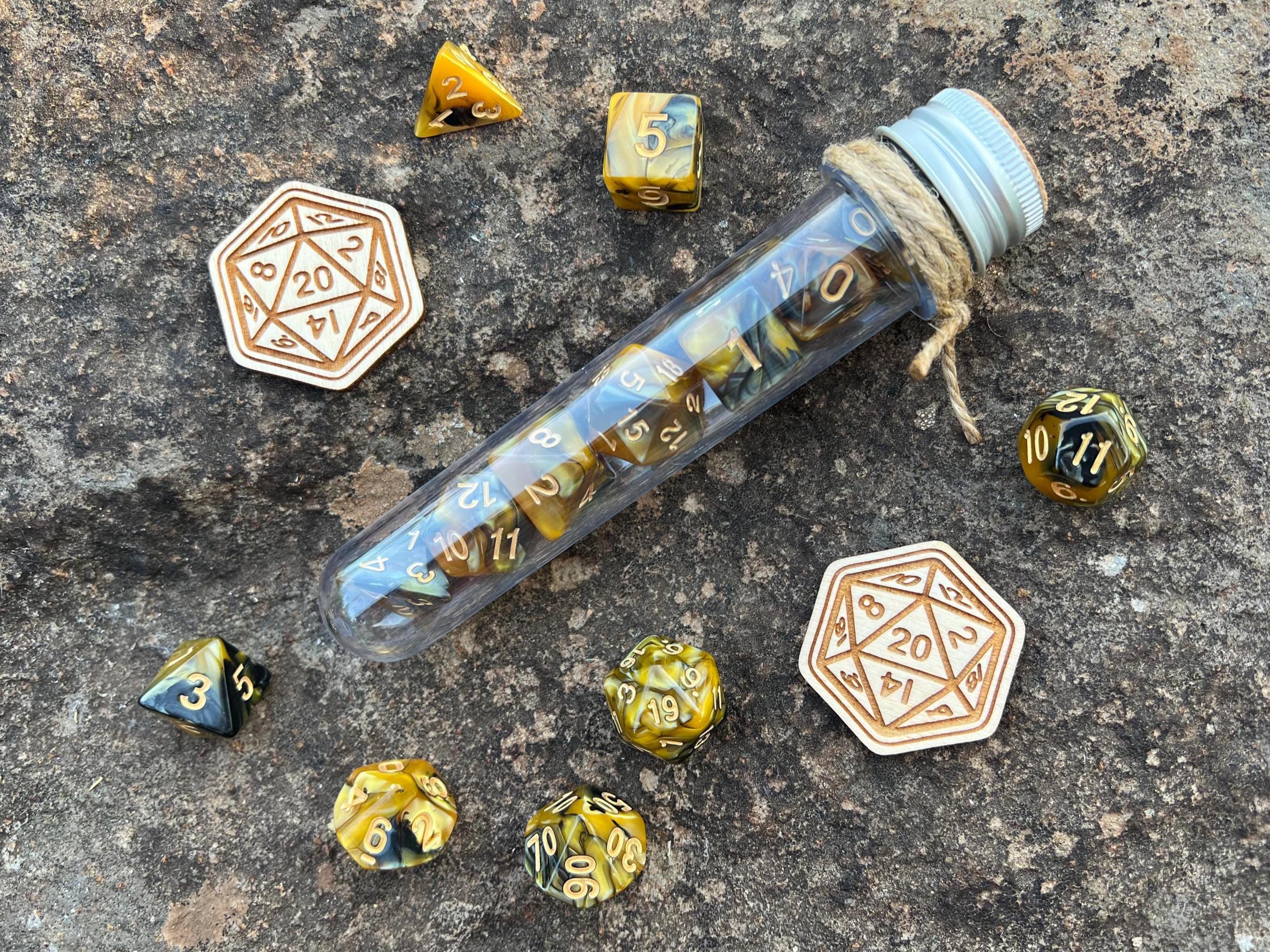 DnD 7 Polyhedral Dice Set in Potion Flask "Wizard School" Collection