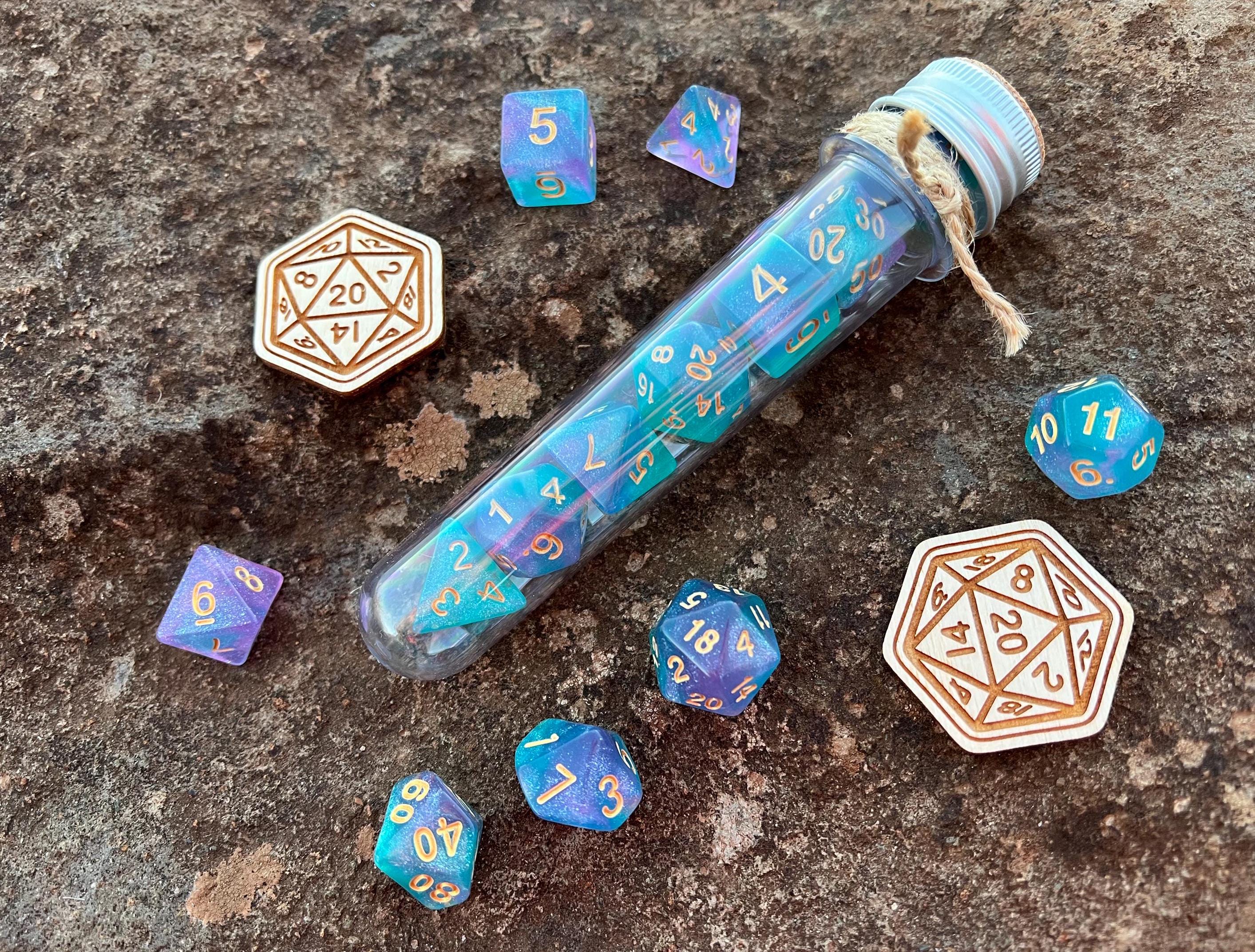 DnD 7 Polyhedral Dice Set in Potion Flask "Wish Granters" Collection