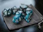 Light Blue Gray "Deep Ocean" DnD 7 Polyhedral Dice Set in Potion Flask