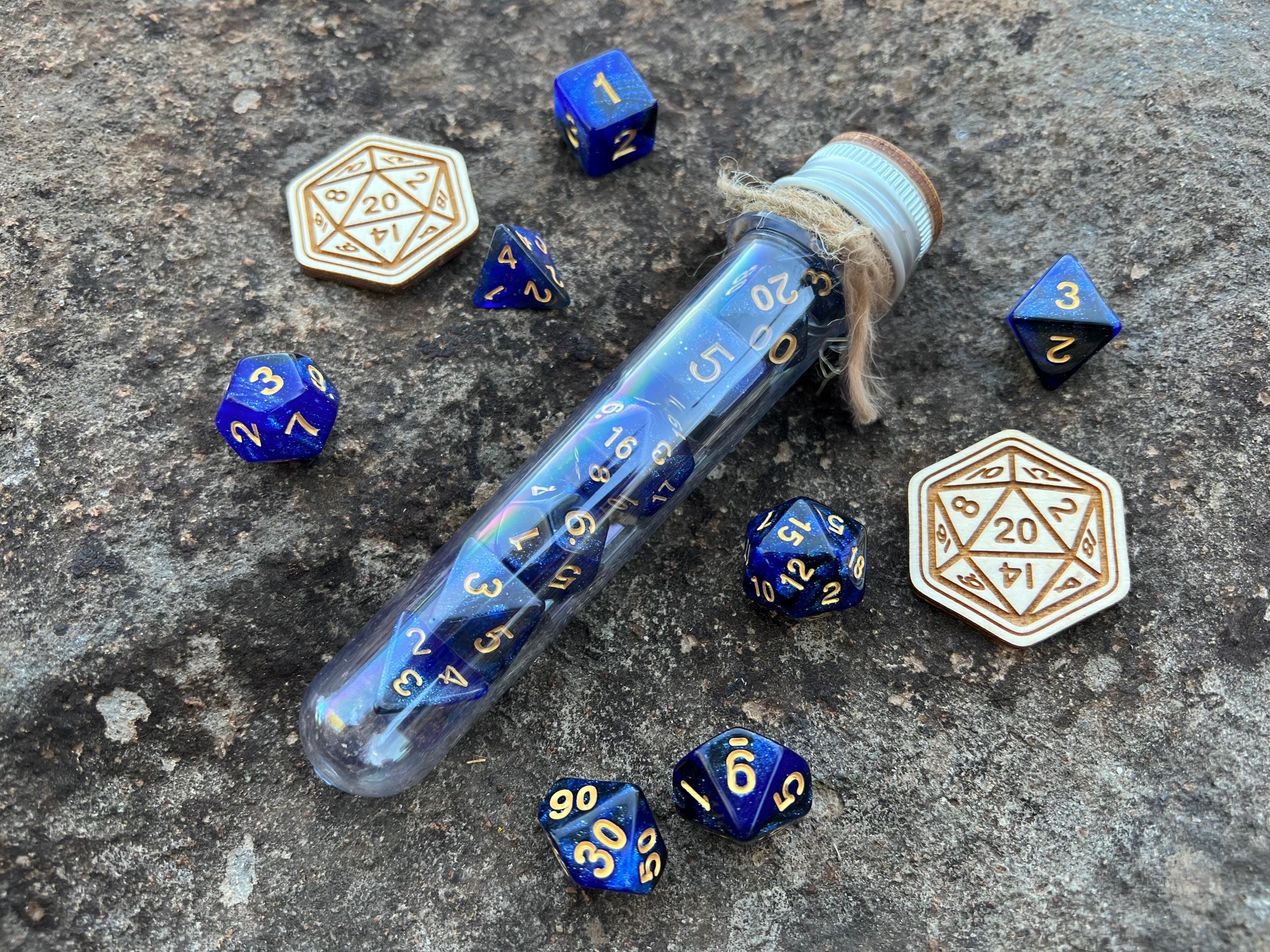 DnD 7 Polyhedral Dice Set in Potion Flask "Eternal Space" Collection