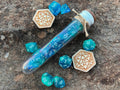 Shimmer Blue White "Kraken" DnD 7 Polyhedral Dice Set in Potion Flask