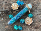Shimmer Blue White "Kraken" DnD 7 Polyhedral Dice Set in Potion Flask