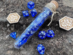 Transparent Blue "Mana Potion" DnD 7 Polyhedral Dice Set in Potion Flask
