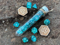 DnD 7 Polyhedral Dice Set in Potion Flask "Mysterious Sea" Collection