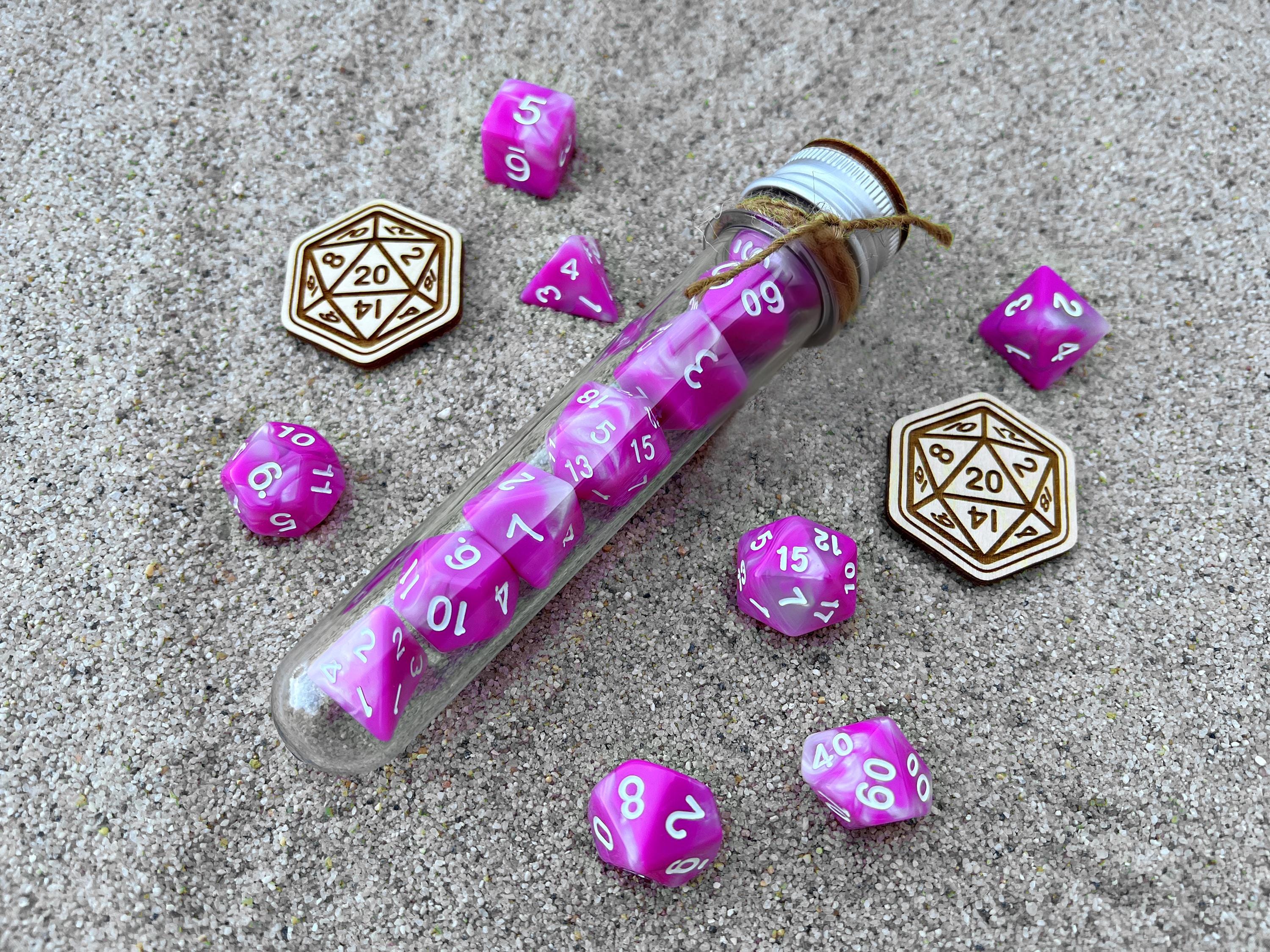 DnD 7 Polyhedral Dice Set in Potion Flask "Dream Ocean" Collection