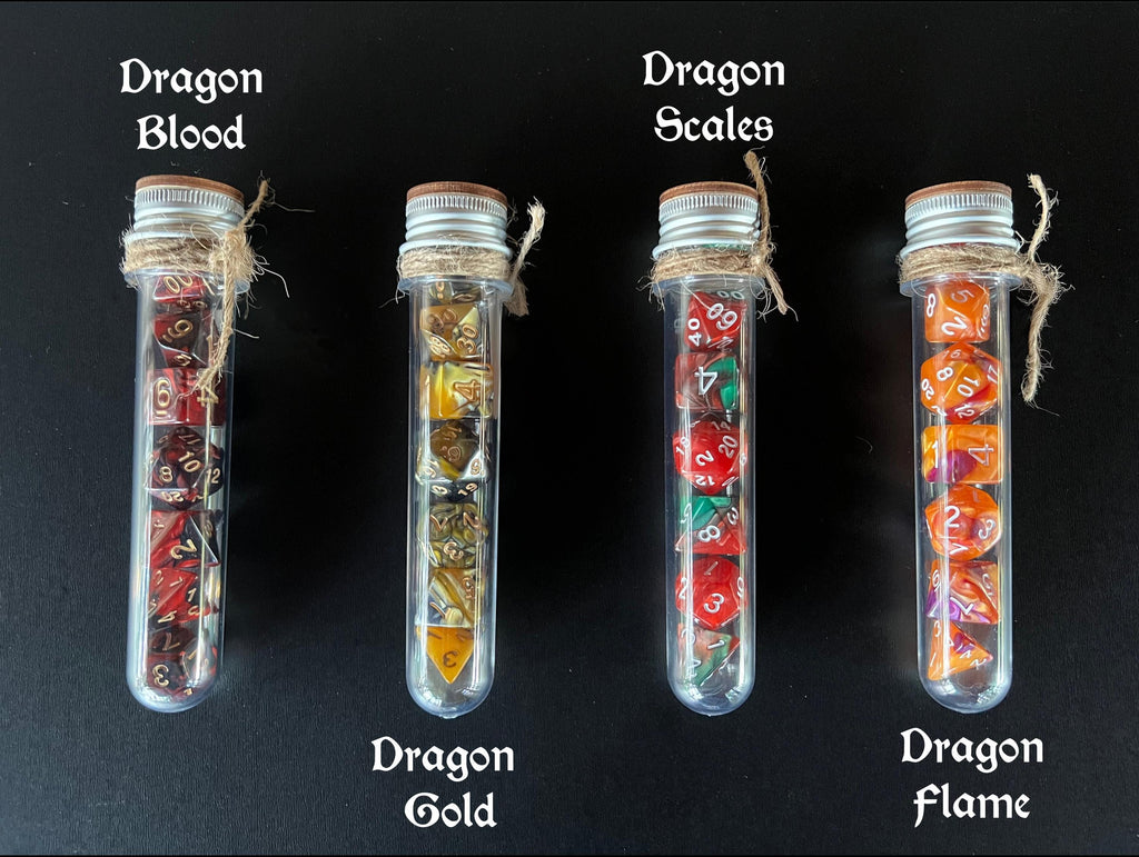 DnD 7 Dice Set in Potion Flask Dragon Collection