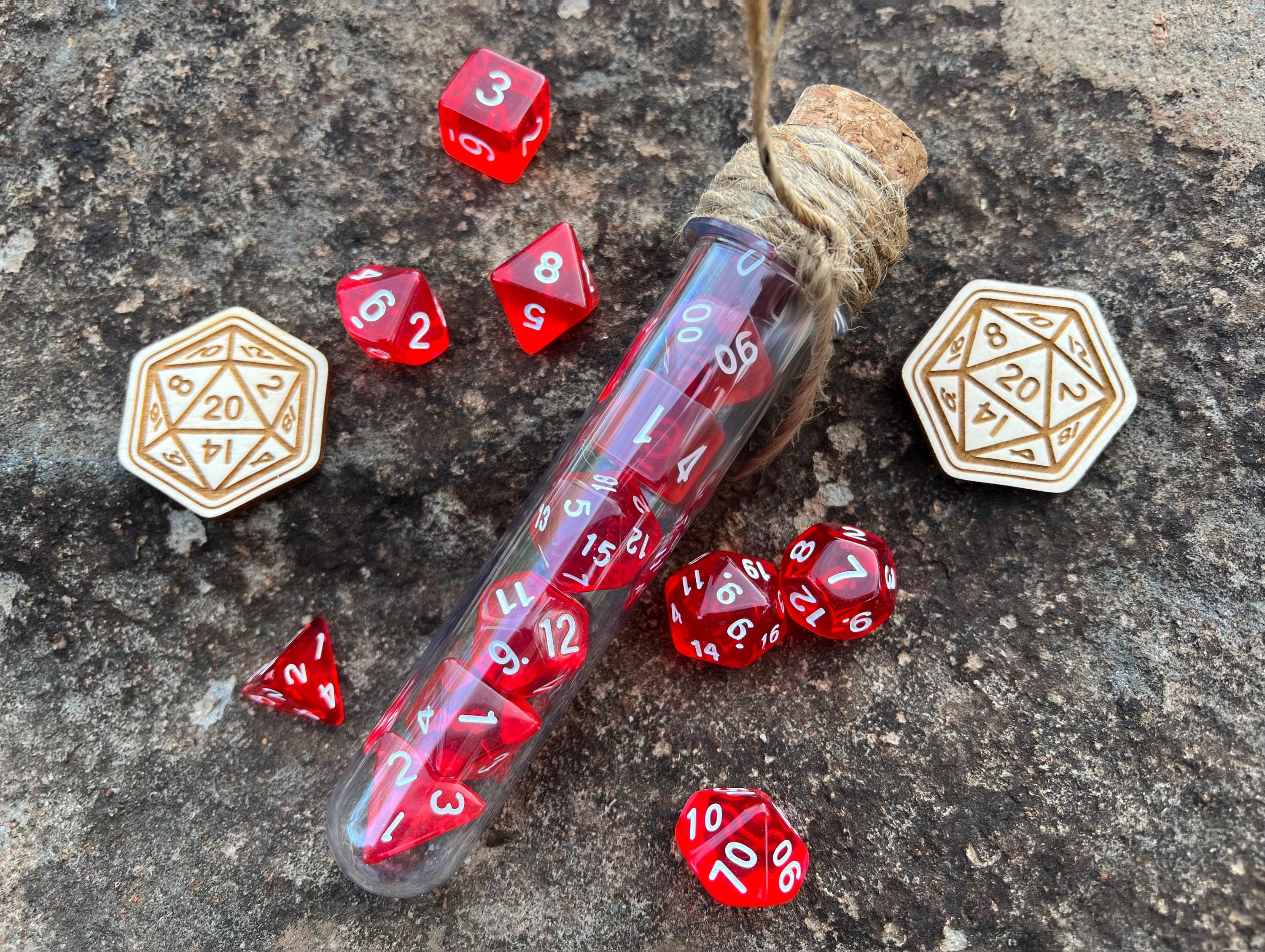 DnD 7 Polyhedral Dice Set in Potion Flask "Diablo" Collection