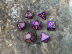 Shimmer Purple Yellow "Purple Constellation" DnD 7 Polyhedral Dice Set in Potion Flask