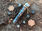 Shimmer Black White "Starry Dome" DnD 7 Polyhedral Dice Set in Potion Flask