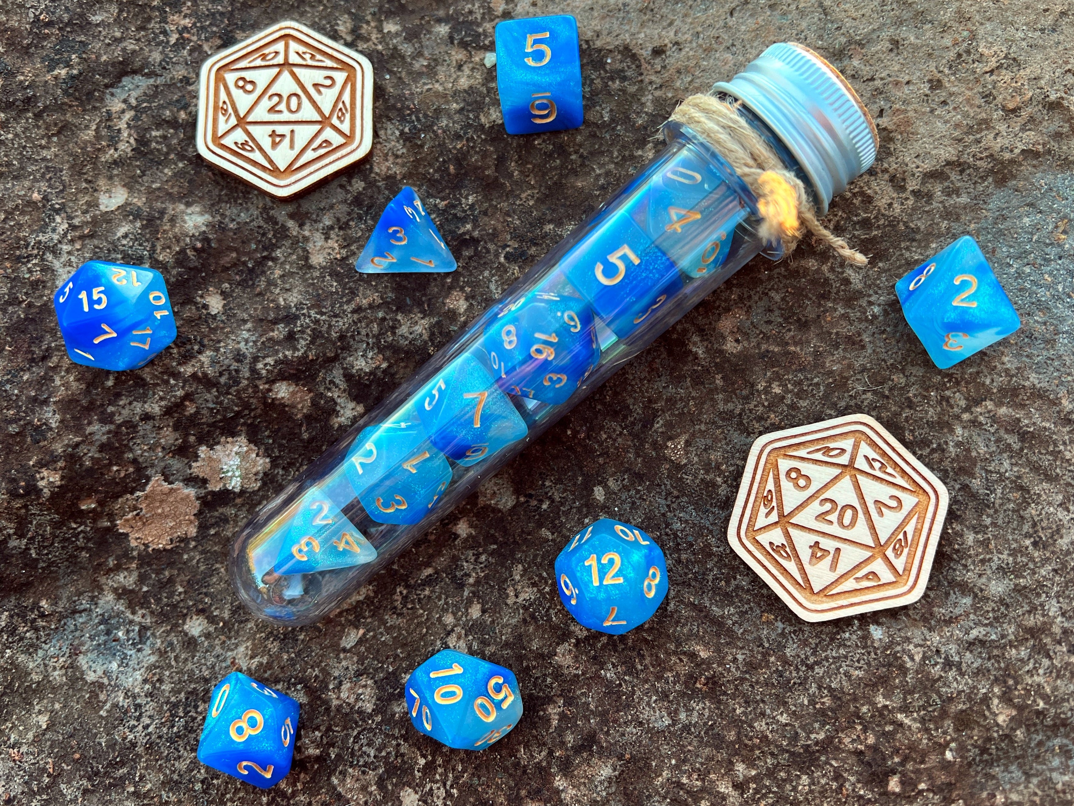 DnD 7 Polyhedral Dice Set in Potion Flask "Space Vision" Collection