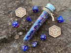 Shimmer Blue Pink "Mikrokosmos" DnD 7 Polyhedral Dice Set in Potion Flask