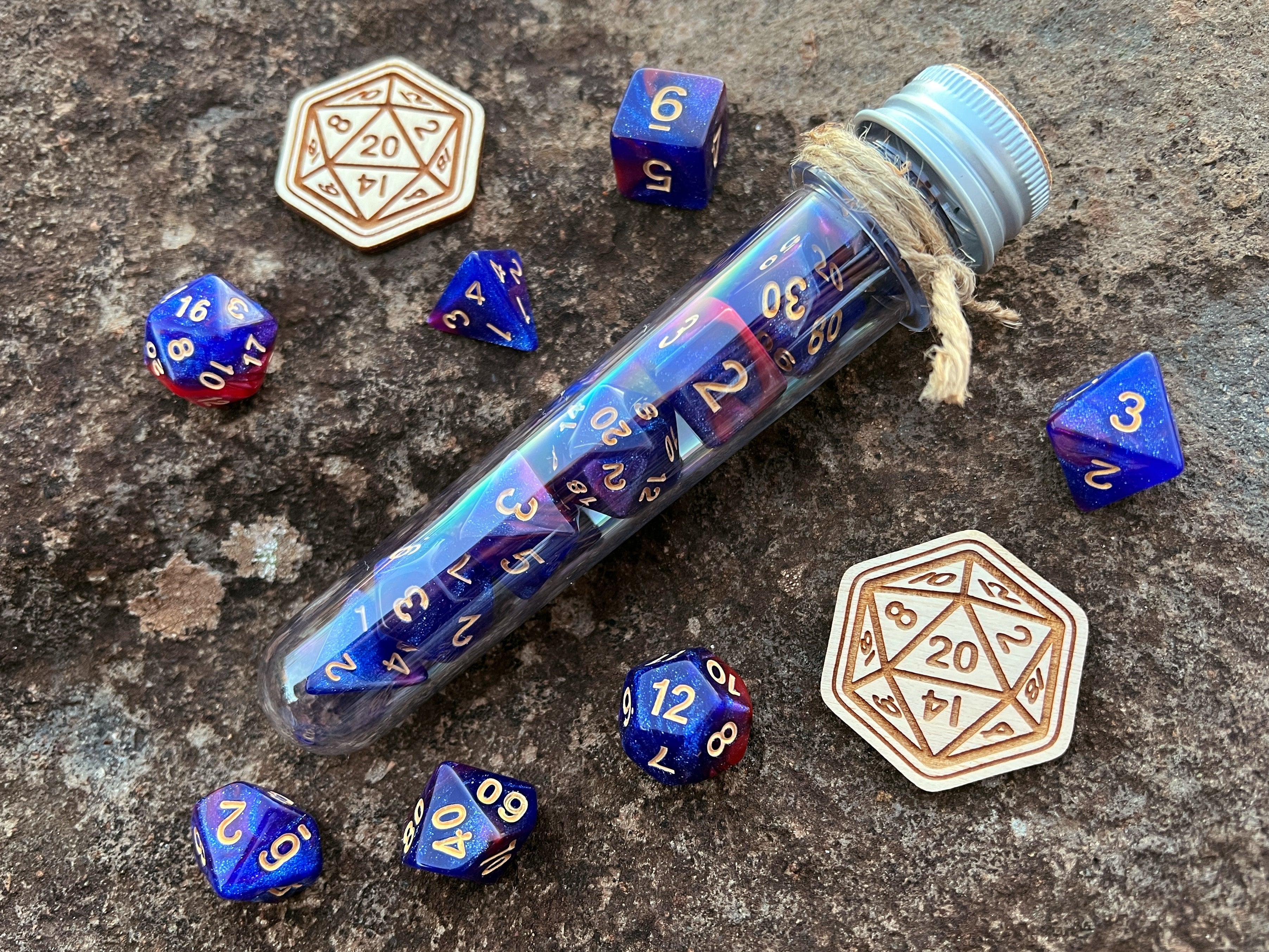 DnD 7 Polyhedral Dice Set in Potion Flask "Space Vision" Collection