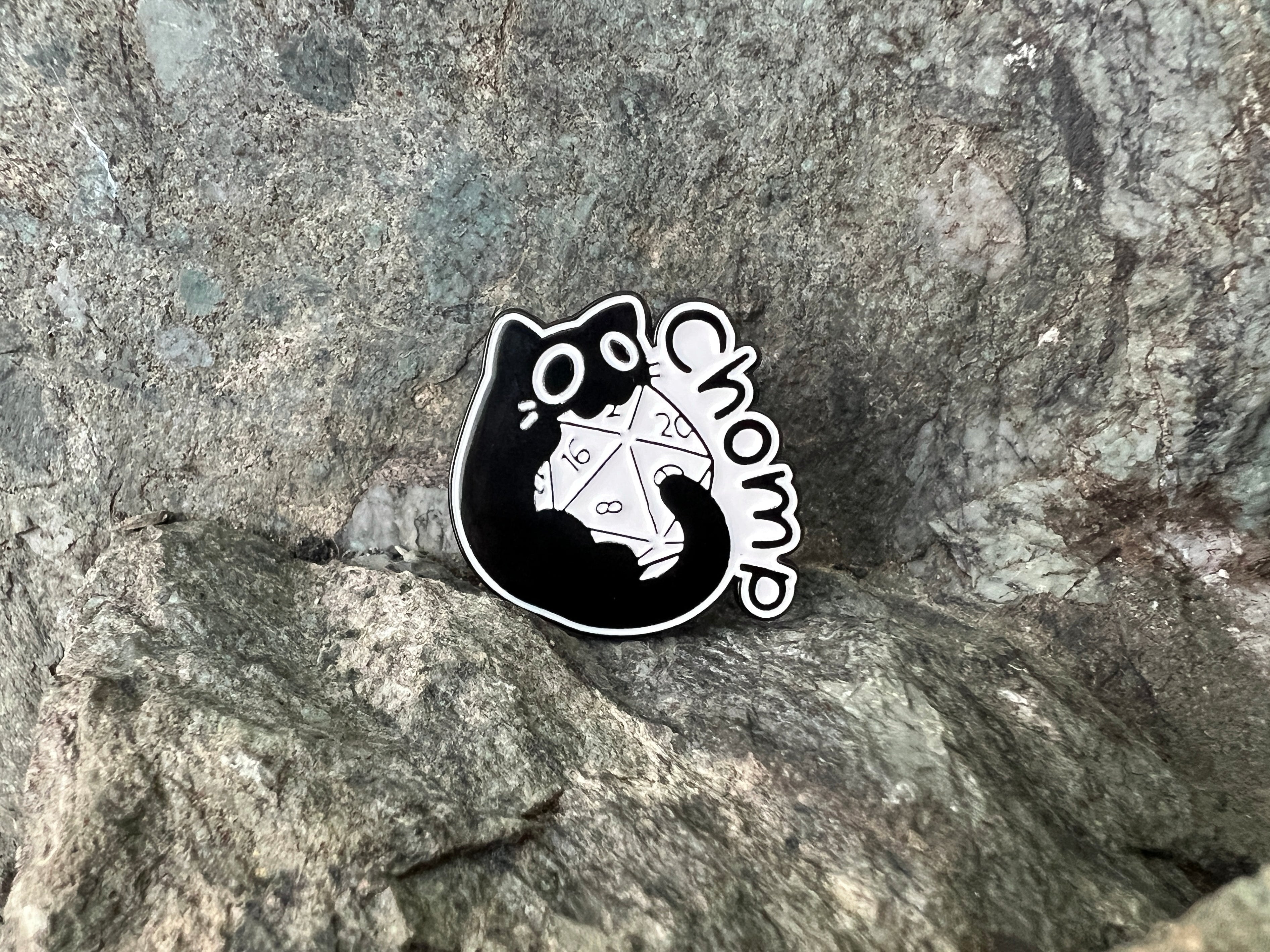 Roll for Chomp! Black Cat DnD Enamel Pin