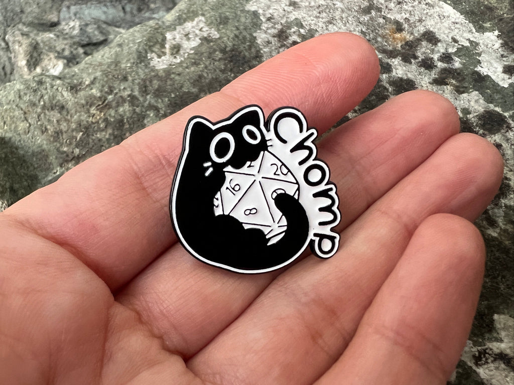 Roll for Chomp! Black Cat DnD Enamel Pin
