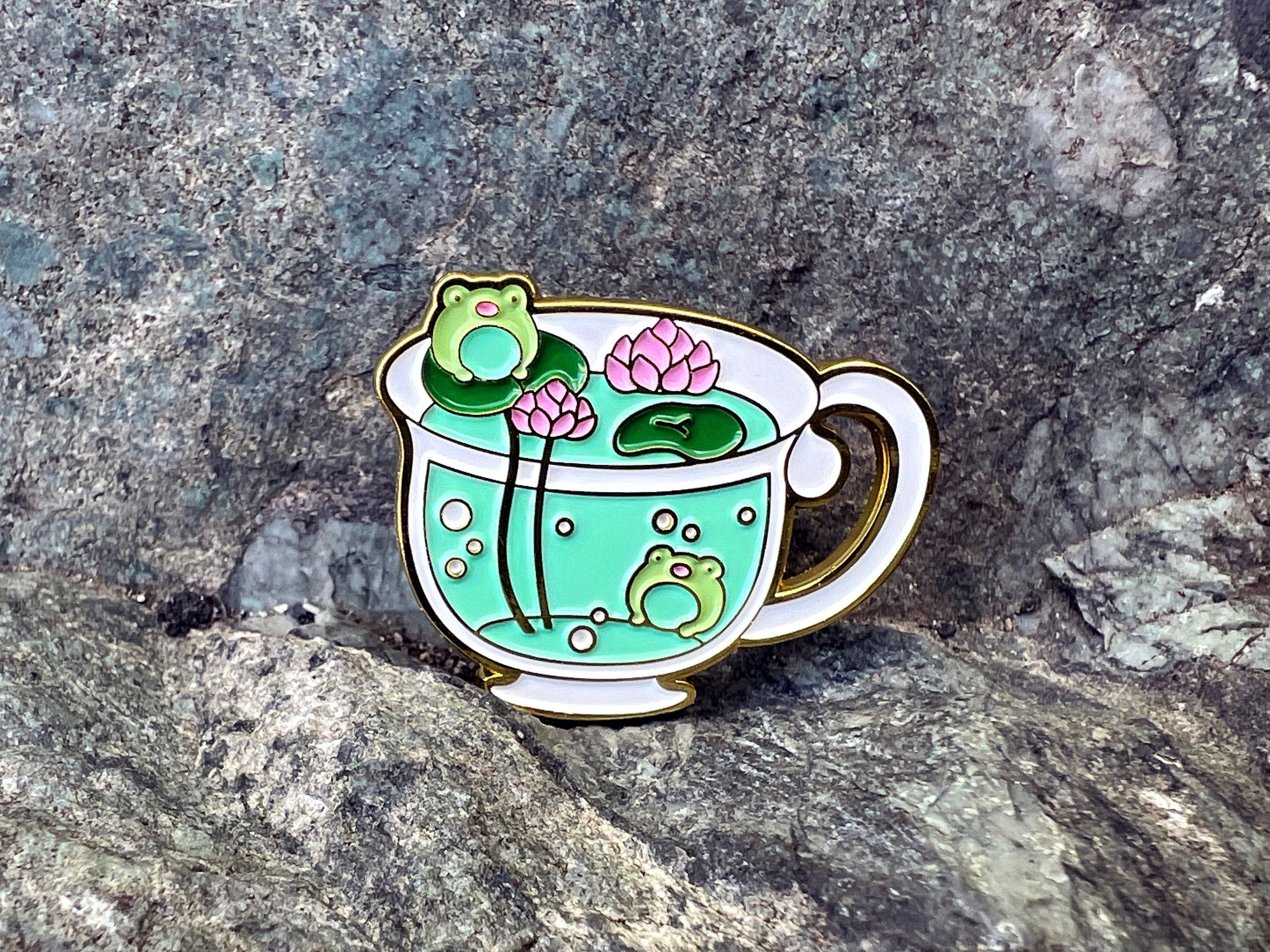 Froggy Tea Party DnD Enamel Pin