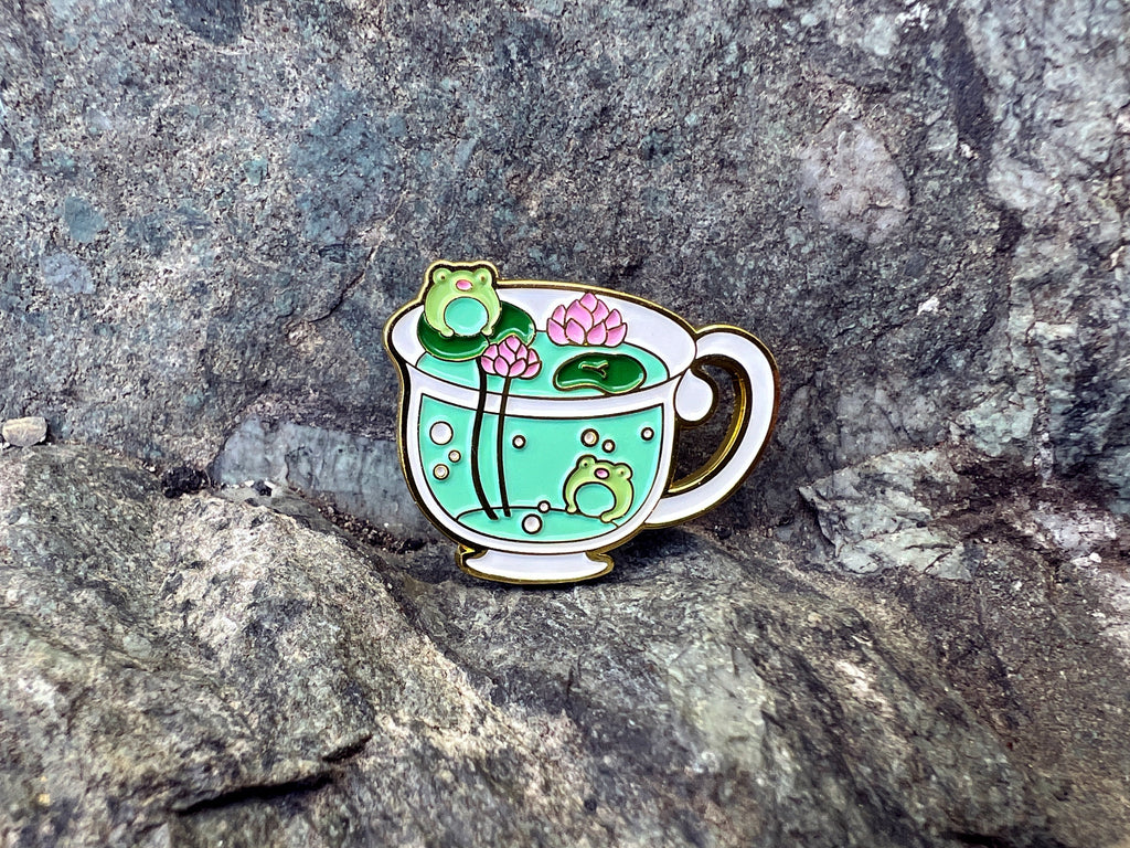 Froggy Tea Party DnD Enamel Pin
