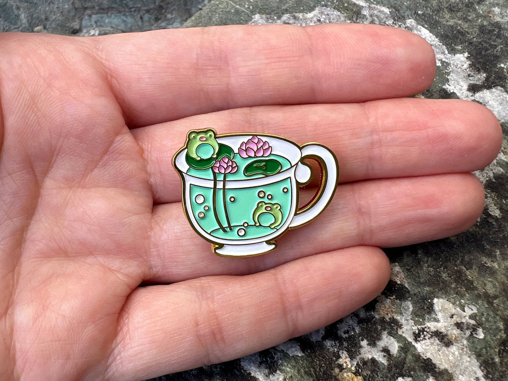 Froggy Tea Party DnD Enamel Pin