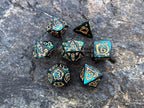Green Yellow "Tale of Nature" DnD 7 Polyhedral Dice Set in Potion Flask