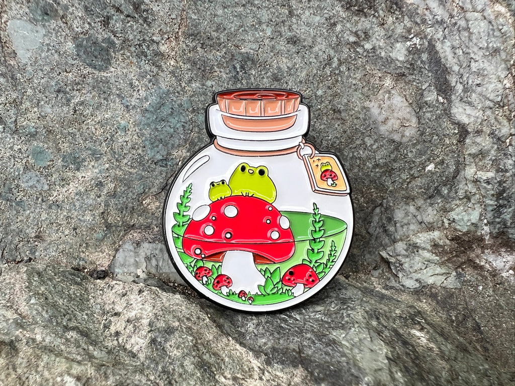 Mushroom Frog Flask DnD Enamel Pin