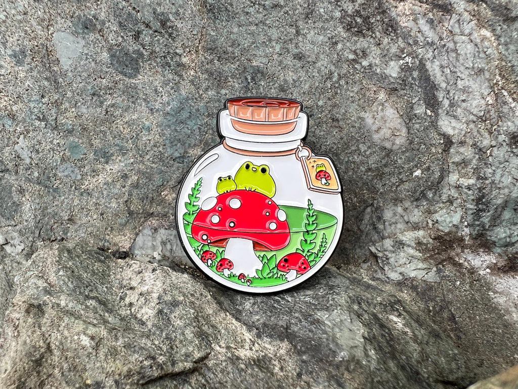Mushroom Frog Flask DnD Enamel Pin