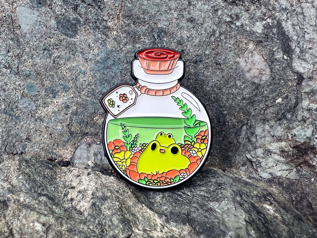 Flower Bloom Frog Flask DnD Enamel Pin