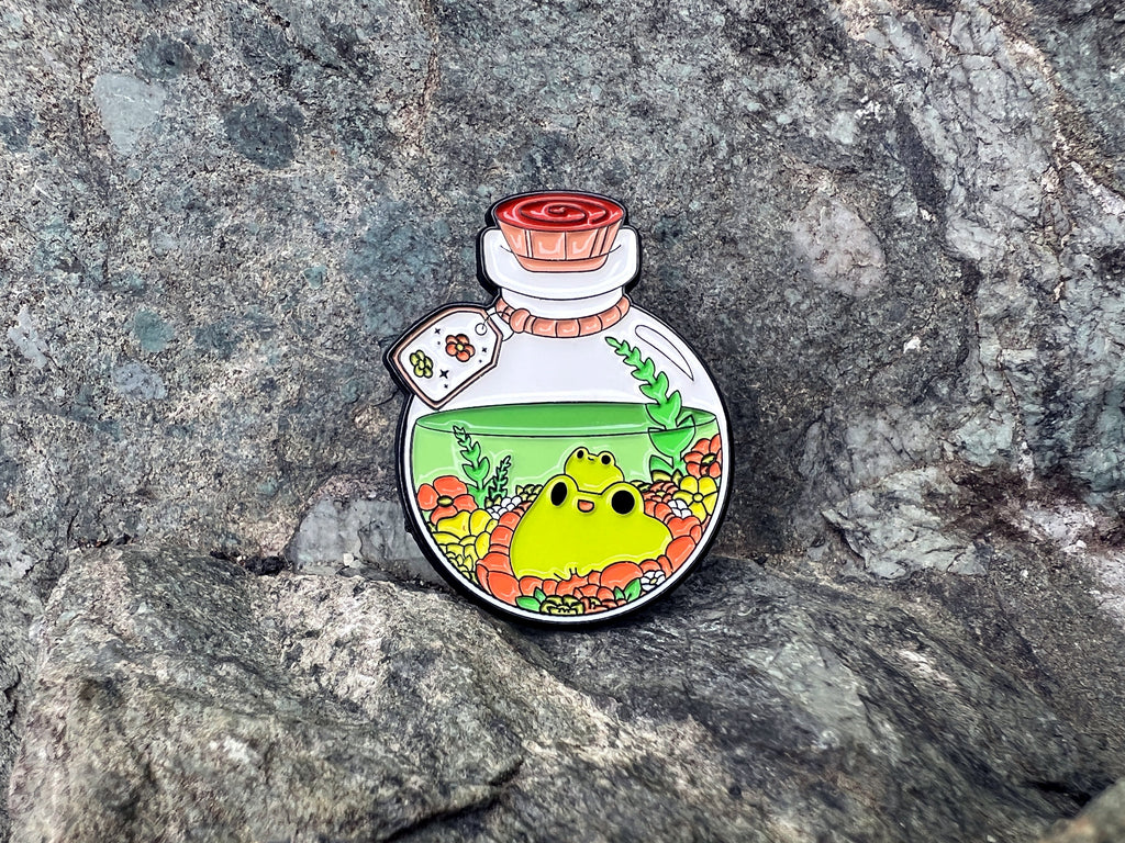 Flower Bloom Frog Flask DnD Enamel Pin