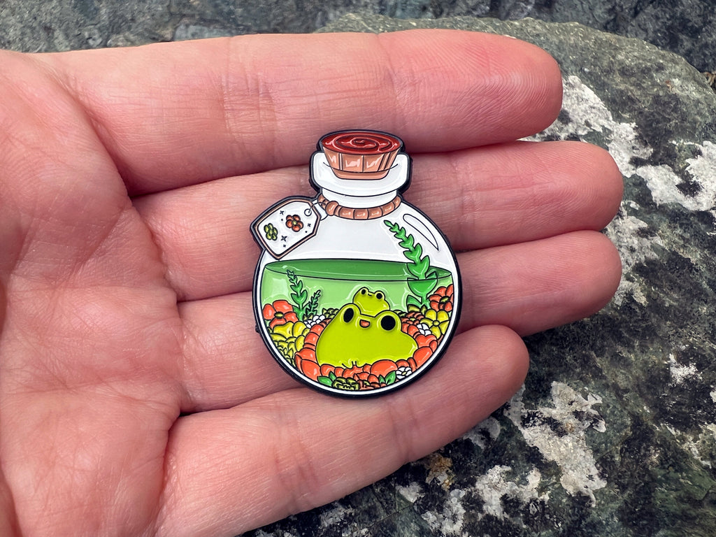 Flower Bloom Frog Flask DnD Enamel Pin