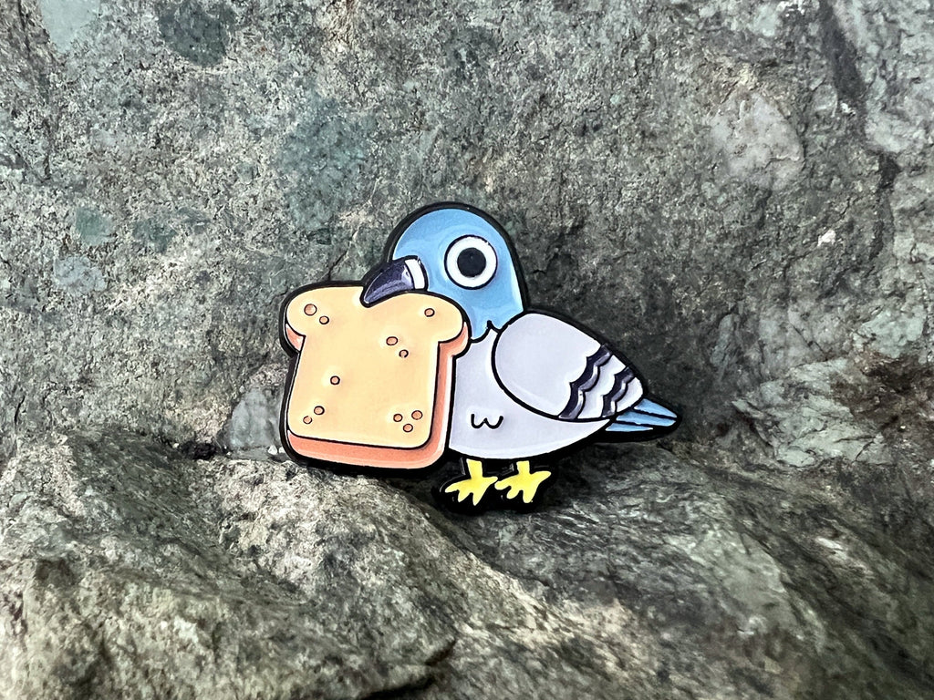 Pigeon with Bread DnD Enamel Pin