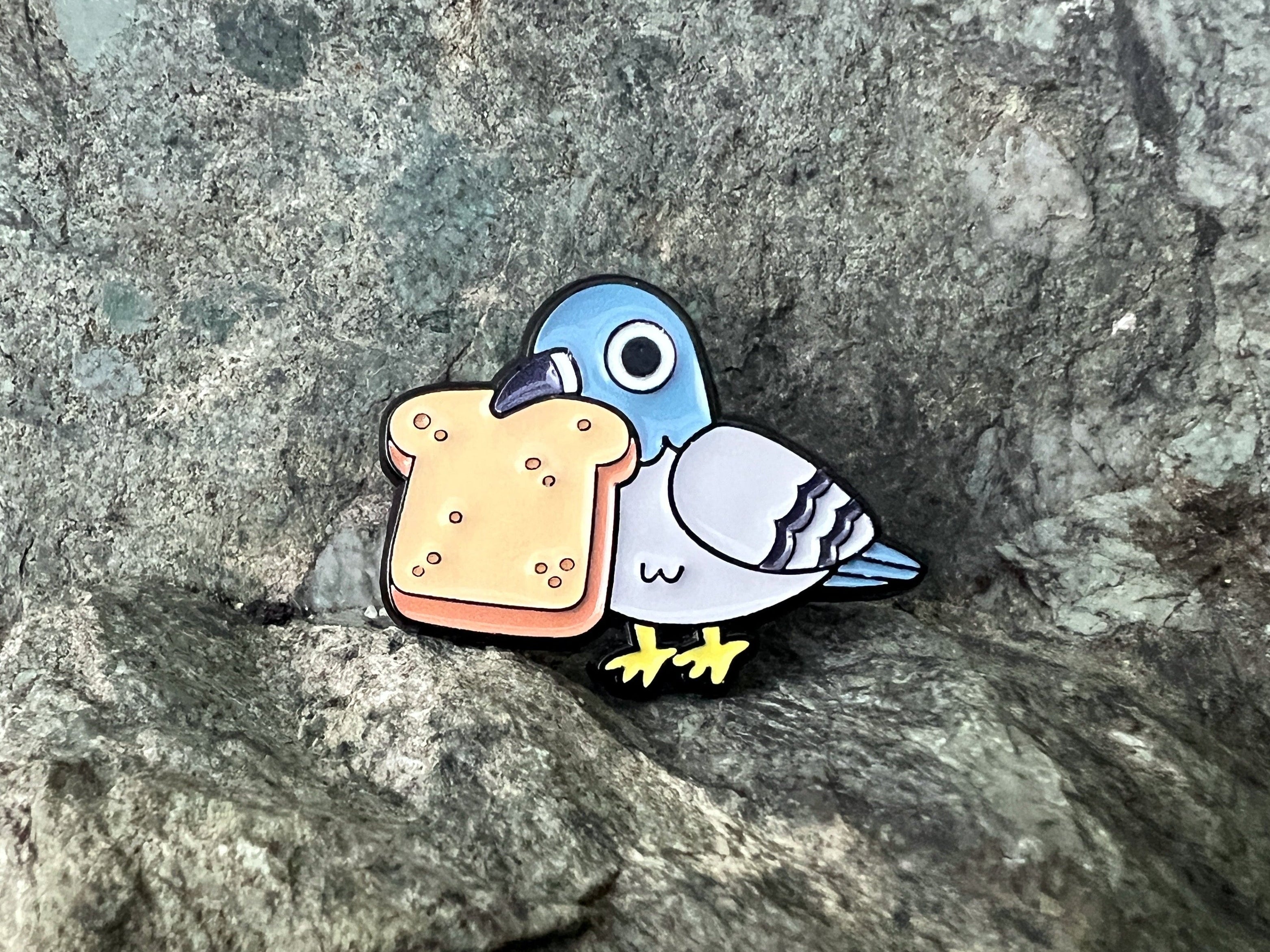 Pigeon with Bread DnD Enamel Pin