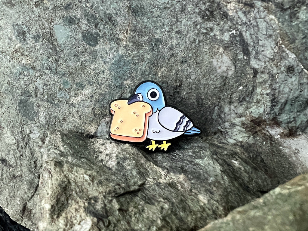 Pigeon with Bread DnD Enamel Pin