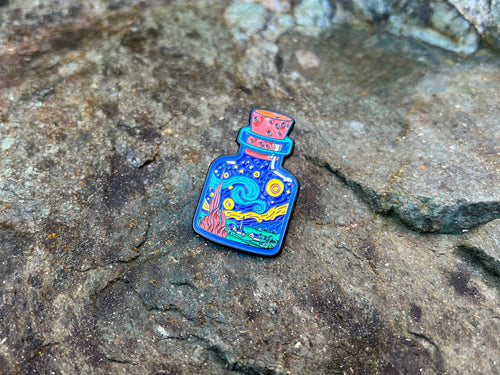Bottle Of Starry Night Van Gogh Enamel Pin