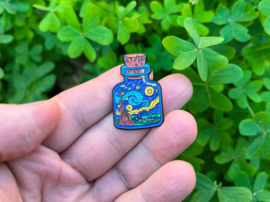 Bottle Of Starry Night Van Gogh Enamel Pin