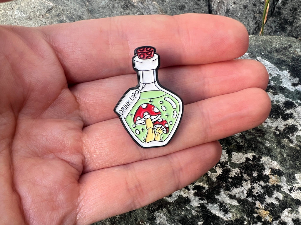 Magic Mushroom Bottles DnD Enamel Pins