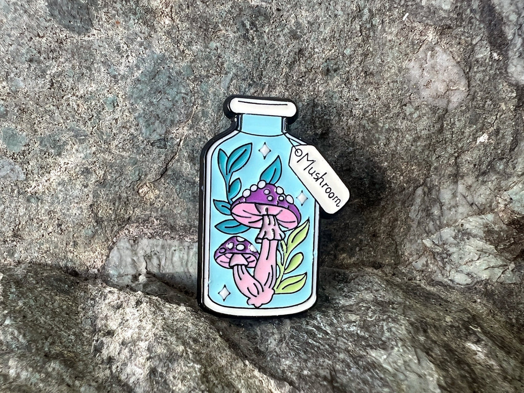 Magic Mushroom Bottle DnD Enamel Pin
