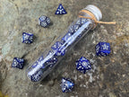 Shimmer Blue White "Blue Constellation" DnD 7 Polyhedral Dice Set in Potion Flask